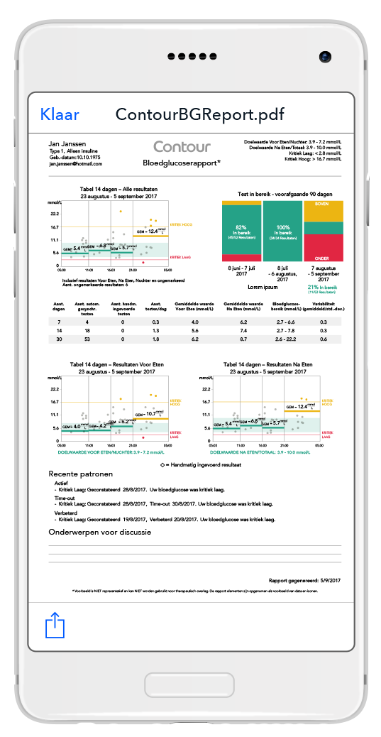 Download uw resultaten op uw telefoon